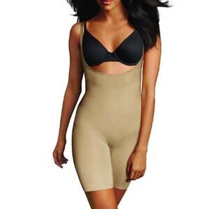 X-Large Maidenform Shaper Shapewear Seamless Shaping Fleexees Open Bust Tan XL